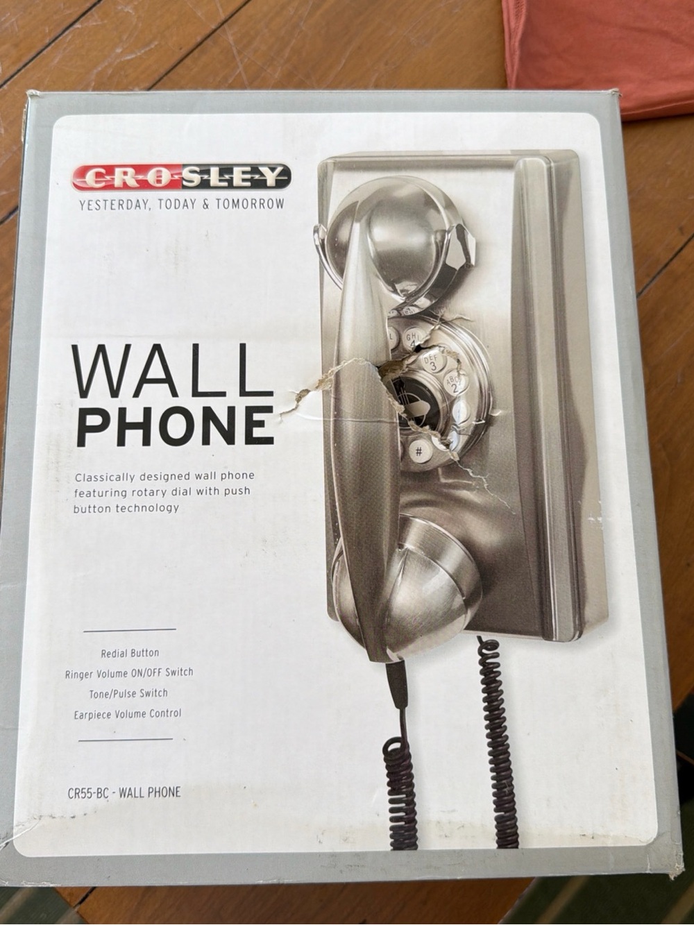 Crosley Silver Wall Phone with Retro Handset